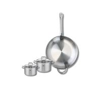 ELO 9698950 Batterie de cuisine 3 pièces, Ensemble de 1 Poêle de cuisson 32 cm et 2 faitouts 12 et 14 cm Elo Profi Citrin, inox, induction