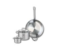 ELO 9699150 Batterie de cuisine 3 pièces, Ensemble de 1 Poêle de cuisson 32 cm et 2 faitouts 12 et 20 cm Elo Profi Citrin, inox, induction