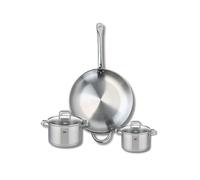 ELO 9699350 Batterie de cuisine 3 pièces, Ensemble de 1 Poêle de cuisson 32 cm et 2 faitouts 14 et 16 cm Elo Profi Citrin, inox, induction, Gris Plomb