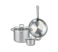 ELO 9699550 Batterie de cuisine 3 pièces, Ensemble de 1 Poêle de cuisson 32 cm et 2 faitouts 14 et 26 cm Elo Profi Citrin, inox, induction