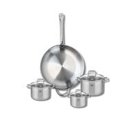 ELO 9699950 Batterie de cuisine 4 pièces, Ensemble de 1 Poêle de cuisson 32 cm et 3 faitouts 12, 14 et 16 cm Elo Profi Citrin, inox, induction