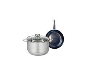 ELO 9709750 Batterie de cuisine 2 pièces, Ensemble de 1 Poêle de cuisson 20 cm et 1 faitout 24 cm Elo Prima Brillant, inox, induction
