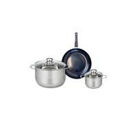 ELO 9710050 Batterie de cuisine 3 pièces, Ensemble de 1 Poêle de cuisson 20 cm et 2 faitouts 12 et 20 cm Elo Prima Brillant, inox, induction, Noir