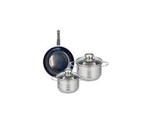 ELO 9710250 Batterie de cuisine 3 pièces, Ensemble de 1 Poêle de cuisson 20 cm et 2 faitouts 14 et 16 cm Elo Prima Brillant, inox, induction