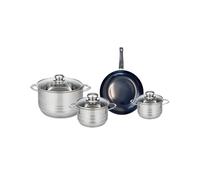 ELO 9710950 Batterie de cuisine 4 pièces, Ensemble de 1 Poêle de cuisson 20 cm et 3 faitouts 12, 14 et 20 cm Elo Prima Brillant, inox, induction, Noir