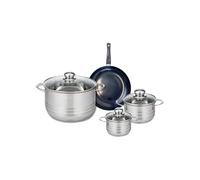 ELO 9711050 Batterie de cuisine 4 pièces, Ensemble de 1 Poêle de cuisson 20 cm et 3 faitouts 12, 14 et 24 cm Elo Prima Brillant, inox, induction