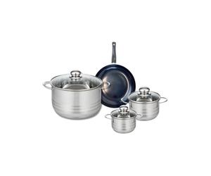 ELO 9711050 Batterie de cuisine 4 pièces, Ensemble de 1 Poêle de cuisson 20 cm et 3 faitouts 12, 14 et 24 cm Elo Prima Brillant, inox, induction