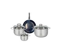 ELO 9711150 Batterie de cuisine 4 pièces, Ensemble de 1 Poêle de cuisson 20 cm et 3 faitouts 12, 16 et 20 cm Elo Prima Brillant, inox, induction, Noir