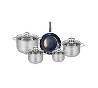 ELO 9711850 Batterie de cuisine 5 pièces, Ensemble de 1 Poêle de cuisson 20 cm et 4 faitouts 12, 14, 16 et 20 cm Elo Prima Brillant, inox, induction, Gris Clair