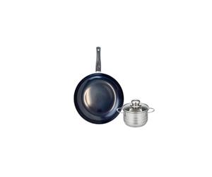 ELO 9712450 Batterie de cuisine 2 pièces, Ensemble de 1 Poêle de cuisson 24 cm et 1 faitout 12 cm Elo Prima Brillant, inox, induction