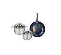 Ensemble de 1 Poêle de cuisson 24 cm et 2 faitouts 14 et 16 cm Prima Brillant Elo