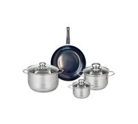 ELO 9714250 Batterie de cuisine 4 pièces, Ensemble de 1 Poêle de cuisson 24 cm et 3 faitouts 12, 16 et 20 cm Elo Prima Brillant, inox, induction