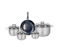ELO 9715050 Batterie de cuisine 5 pièces, Ensemble de 1 Poêle de cuisson 24 cm et 4 faitouts 12, 14, 16 et 24 cm Elo Prima Brillant, inox, induction