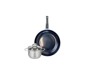 ELO 9715650 Batterie de cuisine 2 pièces, Ensemble de 1 Poêle de cuisson 28 cm et 1 faitout 14 cm Elo Prima Brillant, inox, induction