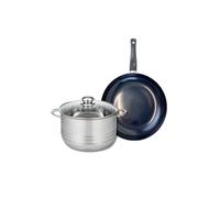 ELO 9715950 Batterie de cuisine 2 pièces, Ensemble de 1 Poêle de cuisson 28 cm et 1 faitout 24 cm Elo Prima Brillant, inox, induction, Noir
