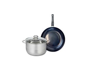 ELO 9715950 Batterie de cuisine 2 pièces, Ensemble de 1 Poêle de cuisson 28 cm et 1 faitout 24 cm Elo Prima Brillant, inox, induction, Noir