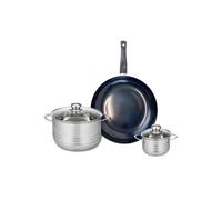 ELO 9716250 Batterie de cuisine 3 pièces, Ensemble de 1 Poêle de cuisson 28 cm et 2 faitouts 12 et 20 cm Elo Prima Brillant, inox, induction