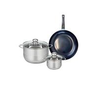 ELO 9716650 Batterie de cuisine 3 pièces, Ensemble de 1 Poêle de cuisson 28 cm et 2 faitouts 14 et 24 cm Elo Prima Brillant, inox, induction