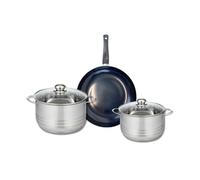 ELO 9716950 Batterie de cuisine 3 pièces, Ensemble de 1 Poêle de cuisson 28 cm et 2 faitouts 20 et 24 cm Elo Prima Brillant, inox, induction, Noir