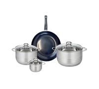 ELO 9717550 Batterie de cuisine 4 pièces, Ensemble de 1 Poêle de cuisson 28 cm et 3 faitouts 12, 20 et 24 cm Elo Prima Brillant, inox, induction