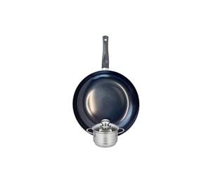 ELO 9718650 Batterie de cuisine 2 pièces, Ensemble de 1 Poêle de cuisson 32 cm et 1 faitout 12 cm Elo Prima Brillant, inox, induction, Noir