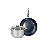 ELO 9719050 Batterie de cuisine 2 pièces, Ensemble de 1 Poêle de cuisson 32 cm et 1 faitout 24 cm Elo Prima Brillant, inox, induction