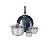 ELO 9720350 Batterie de cuisine 4 pièces, Ensemble de 1 Poêle de cuisson 32 cm et 3 faitouts 12, 14 et 24 cm Elo Prima Brillant, inox, induction