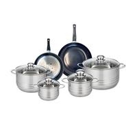 ELO 9724650 Batterie de cuisine 6 pièces, Ensemble de 2 Poêles de cuisson 20 et 24 cm et 4 faitouts 14, 16, 20 et 24 cm Elo Prima Brillant, inox, induction