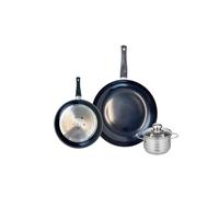 ELO 9724850 Batterie de cuisine 3 pièces, Ensemble de 2 Poêles de cuisson 20 et 28 cm et 1 faitout 12 cm Elo Prima Brillant, inox, induction