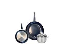 ELO 9724950 Batterie de cuisine 3 pièces, Ensemble de 2 Poêles de cuisson 20 et 28 cm et 1 faitout 14 cm Elo Prima Brillant, inox, induction
