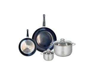 ELO 9725550 Batterie de cuisine 4 pièces, Ensemble de 2 Poêles de cuisson 20 et 28 cm et 2 faitouts 12 et 20 cm Elo Prima Brillant, inox, induction