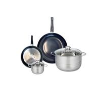 ELO 9725650 Batterie de cuisine 4 pièces, Ensemble de 2 Poêles de cuisson 20 et 28 cm et 2 faitouts 12 et 24 cm Elo Prima Brillant, inox, induction