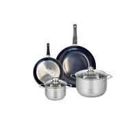ELO 9725850 Batterie de cuisine 4 pièces, Ensemble de 2 Poêles de cuisson 20 et 28 cm et 2 faitouts 14 et 20 cm Elo Prima Brillant, inox, induction, Noir