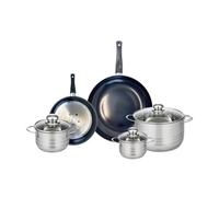ELO 9726450 Batterie de cuisine 5 pièces, Ensemble de 2 Poêles de cuisson 20 et 28 cm et 3 faitouts 12, 14 et 20 cm Elo Prima Brillant, inox, induction