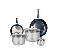 ELO 9726850 Batterie de cuisine 5 pièces, Ensemble de 2 Poêles de cuisson 20 et 28 cm et 3 faitouts 12, 20 et 24 cm Elo Prima Brillant, inox, induction