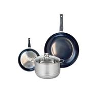 Ensemble de 2 Poêles de cuisson 20 et 32 cm et 1 faitout 24 cm Prima Brillant Elo