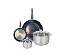 ELO 9729050 Batterie de cuisine 4 pièces, Ensemble de 2 Poêles de cuisson 20 et 32 cm et 2 faitouts 14 et 24 cm Elo Prima Brillant, inox, induction