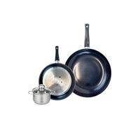 ELO 9734150 Batterie de cuisine 3 pièces, Ensemble de 2 Poêles de cuisson 24 et 32 cm et 1 faitout 12 cm Elo Prima Brillant, inox, induction