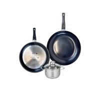 ELO 9737350 Batterie de cuisine 3 pièces, Ensemble de 2 Poêles de cuisson 28 et 32 cm et 1 faitout 14 cm Elo Prima Brillant, inox, induction