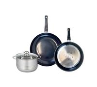 ELO 9737550 Batterie de cuisine 3 pièces, Ensemble de 2 Poêles de cuisson 28 et 32 cm et 1 faitout 20 cm Elo Prima Brillant, inox, induction