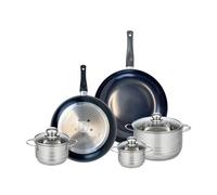 ELO 9738850 Batterie de cuisine 5 pièces, Ensemble de 2 Poêles de cuisson 28 et 32 cm et 3 faitouts 12, 14 et 20 cm Elo Prima Brillant, inox, induction