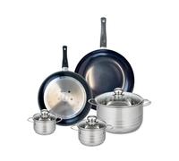 ELO 9738950 Batterie de cuisine 5 pièces, Ensemble de 2 Poêles de cuisson 28 et 32 cm et 3 faitouts 12, 14 et 24 cm Elo Prima Brillant, inox, induction