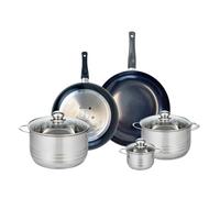 ELO 9739250 Batterie de cuisine 5 pièces, Ensemble de 2 Poêles de cuisson 28 et 32 cm et 3 faitouts 12, 20 et 24 cm Elo Prima Brillant, inox, induction
