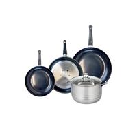 ELO 9740650 Batterie de cuisine 4 pièces, Ensemble de 3 Poêles de cuisson 20, 24 et 28 cm et 1 faitout 20 cm Elo Prima Brillant, inox, induction