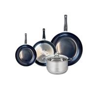 ELO 9743750 Batterie de cuisine 4 pièces, Ensemble de 3 Poêles de cuisson 20, 24 et 32 cm et 1 faitout 20 cm Elo Prima Brillant, inox, induction
