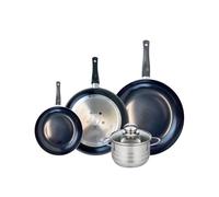 ELO 9746750 Batterie de cuisine 4 pièces, Ensemble de 3 Poêles de cuisson 20, 28 et 32 cm et 1 faitout 16 cm Elo Prima Brillant, inox, induction, Noir