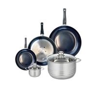 ELO 9747350 Batterie de cuisine 5 pièces, Ensemble de 3 Poêles de cuisson 20, 28 et 32 cm et 2 faitouts 12 et 24 cm Elo Prima Brillant, inox, induction
