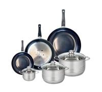 ELO 9748550 Batterie de cuisine 6 pièces, Ensemble de 3 Poêles de cuisson 20, 28 et 32 cm et 3 faitouts 12, 20 et 24 cm Elo Prima Brillant, inox, induction