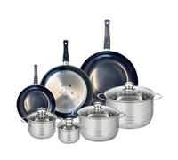 ELO 9749250 Batterie de cuisine 7 pièces, Ensemble de 3 Poêles de cuisson 20, 28 et 32 cm et 4 faitouts 12, 14, 20 et 24 cm Elo Prima Brillant, inox, induction
