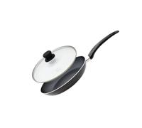 Elo 9800850 Poêle à frire anti-adhésive 20 cm de diamètre, Poêle de cuisson, convient à tout type de feux, couvercle, couvercles, casseroles et poêles, Aluminium, Noir, Verre, 20 cm
